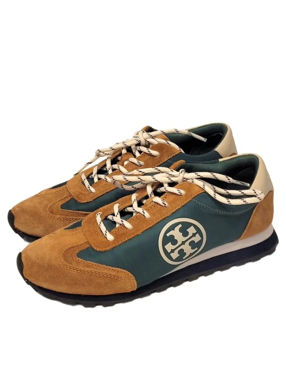 Tory Burch Annie Nylon Suede Runner Sneakers in Botanical Garden/Rhum/Rice Paper